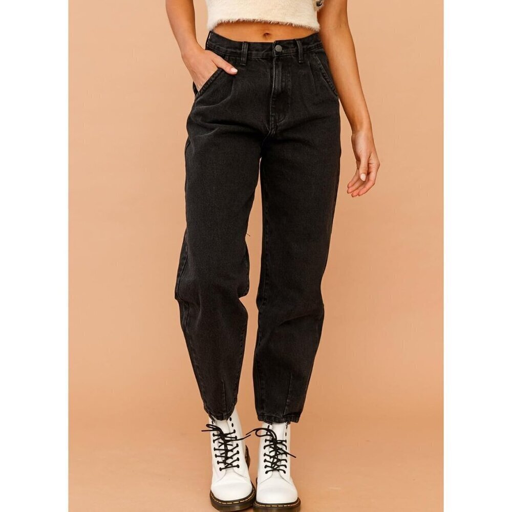 Womens High Waisted Baggy Jeans Cotton-Polyester Loose Fit Casual Pants - Picture 2 of 6